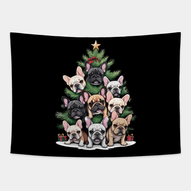 French Bulldog Christmas tree, french bulldog lovers gifts and Merry Christmas Tapestry by Collagedream