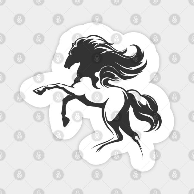 Running Horse Silhouette Emblem Magnet by devaleta