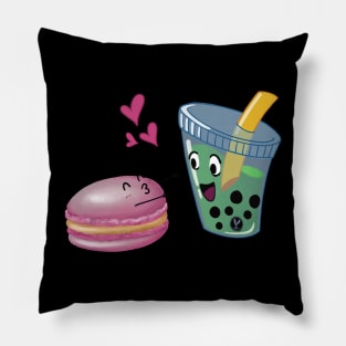 Macaron Loves Boba Pillow