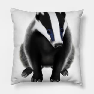 Cute Badger Drawing Pillow