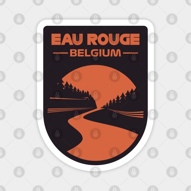 'Eau Rouge' Spa - Belgium F1 Design Magnet by DavidSpeedDesign