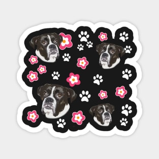 Purple Flowers and Brindle Boxer Dog Gifts Magnet