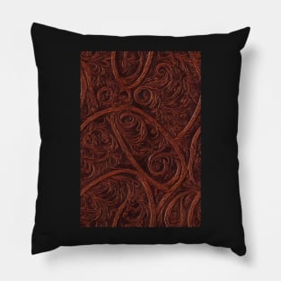 Dark Brown Ornamental Leather Stripes, natural and ecological leather print #43 Pillow