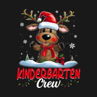 Kindergarten Crew Christmas Funny reindeer teacher kids Xmas T-Shirt