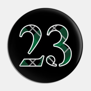 23 Sports Jersey Number Green Black Flannel Pin