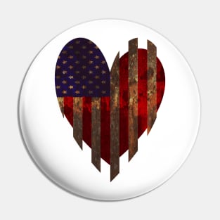 American Stripe and Stripe Rustic Heart Flag Pin