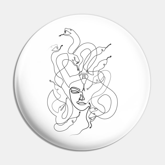 Medusa | One Line Drawing | One Line Art | Minimal | Minimalist Pin by One Line Artist