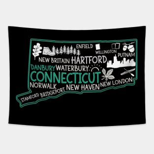 Connecticut Danbury cute map Waterbury New Haven Enfield Willington Putnam Norwalk Stamford Bridgeport Tapestry