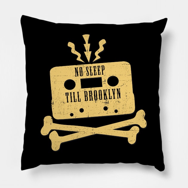 no sleep brooklyn Pillow by Primitive Podcast