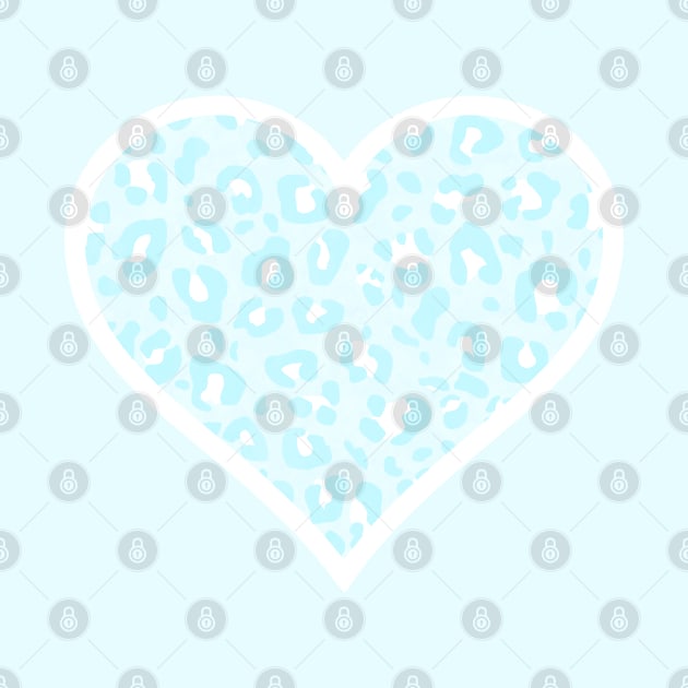 Pastel Blue and White Leopard Print Heart by bumblefuzzies