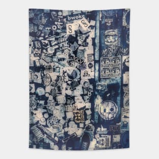 Vintage NYC Street Stickers Tapestry