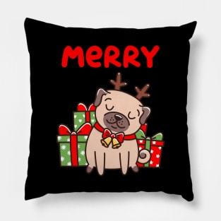 Merry Pugmas Funny Matching Ugly Christmas Sweatshirt Pillow