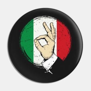 Italian Hand Gesture Sing Language Funny Italy Flag Vintage Pin