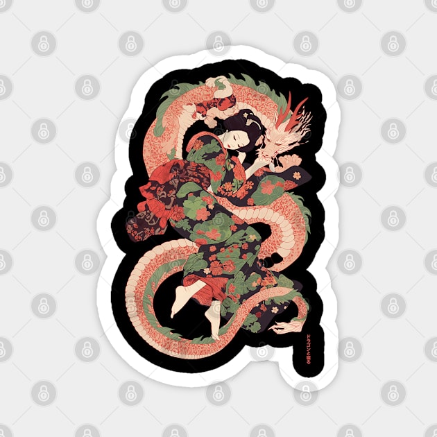 Japanese Girl With Dragon and Cats 2 T-Shirt 13 Magnet by ToddT