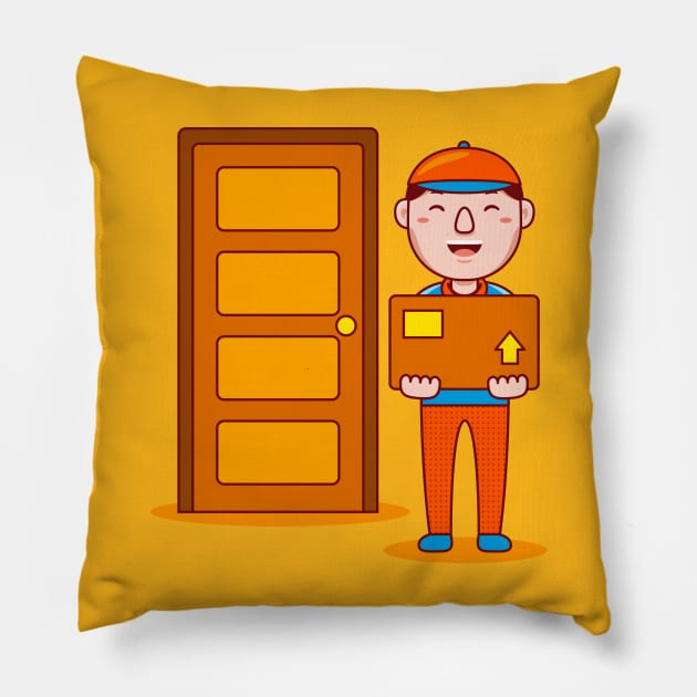 Cute Courier Cartoon Pillow by MEDZ