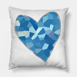 Aqua Blue Mosaic Heart Pillow