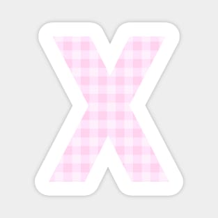 Pink Letter X in Plaid Pattern Background. Magnet