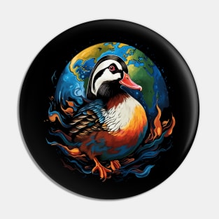 Mandarin Duck Earth Day Pin