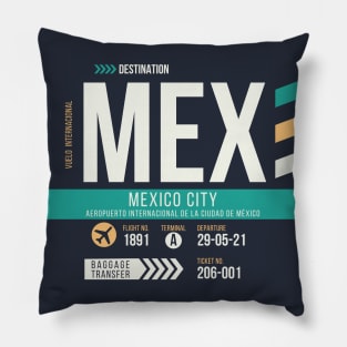 Mexico City (MEX) Airport Code Baggage Tag Pillow