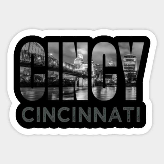 Cincy Downtown Cincinnati Ohio Skyline Art Home City Gift Design Ohio Sticker Teepublic