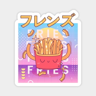 Funny Retro 90s Japanese Kawaii French Fries Fresh Friends Magnet