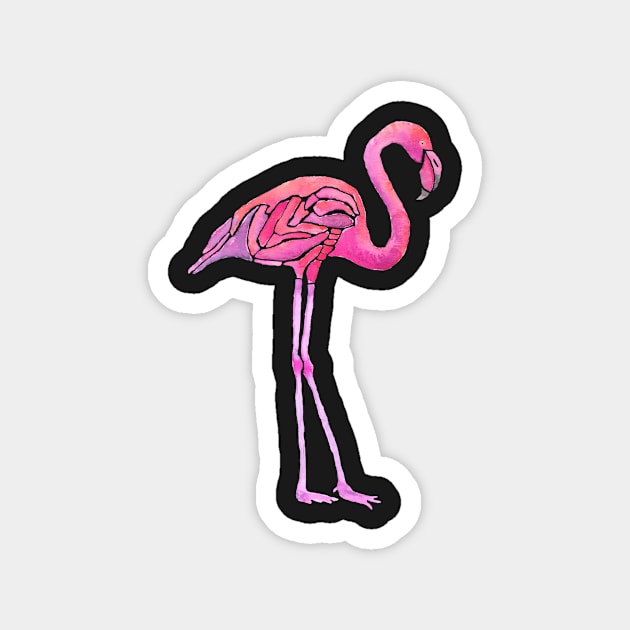 Flamingo Party on dark blue Magnet by MarcyBrennanArt