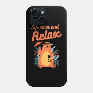 Sip Back and Relax: Capybara's Tropical Retreat Phone Case