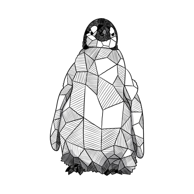 Baby Penguin Sketchy Geometric Art by polliadesign