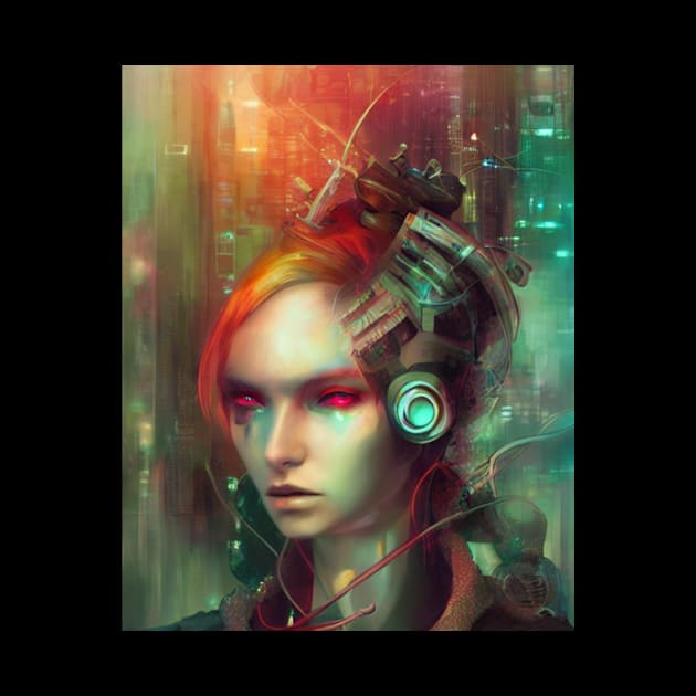 Red Cyberpunk Girl by Lyla Lace Studio