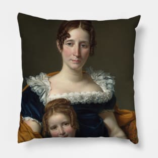 Portrait of the Countess Vilain XIIII and Her Daughter Louise by Jacques-Louis David Pillow