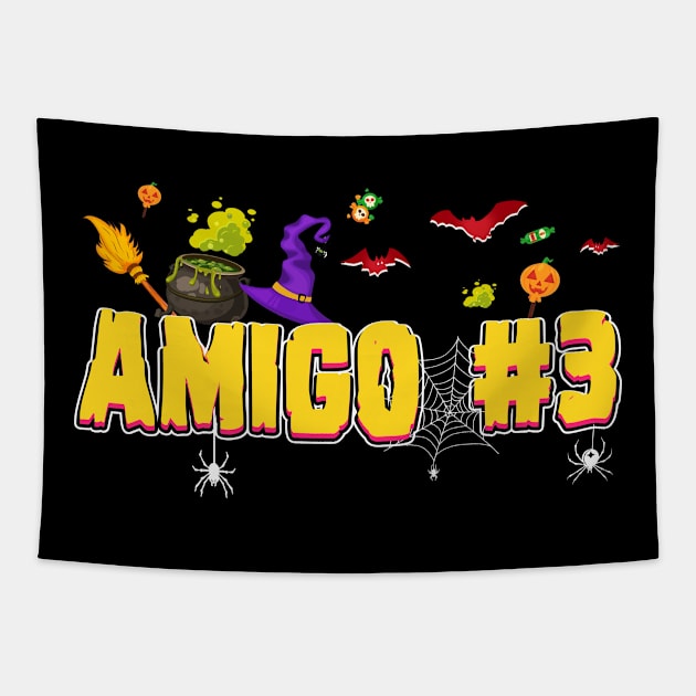 Amigo #3 Funny Halloween Couple T shirt Uniform For Friends Tapestry by Bensonn