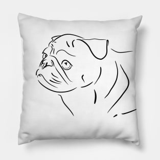 Pug dog line drawing Pillow