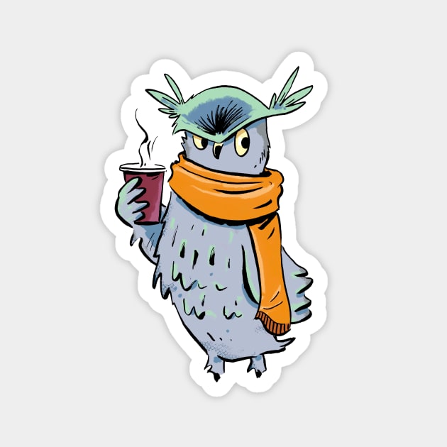 Owl with latte Magnet by ctupa