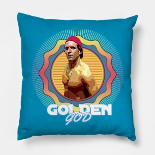 Golden God Retro Aesthetic Pillow