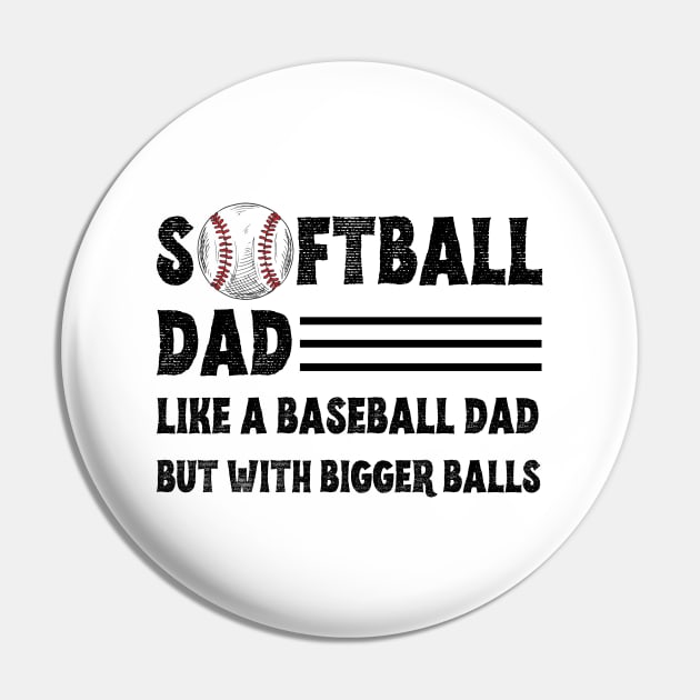 Softball Dad like A Baseball Dad but with Bigger Balls, Funny Softball Dad Father’s Day Pin by JustBeSatisfied