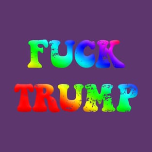 Fuck Trump Distressed Rainbow T-Shirt