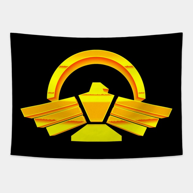 Captain Power Phoenix 3D Golden Logo Tapestry by MalcolmDesigns