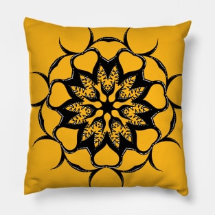 Gothic Mandala With Teeth And Monsters Pillow