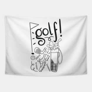 Golf_in black lettering Tapestry