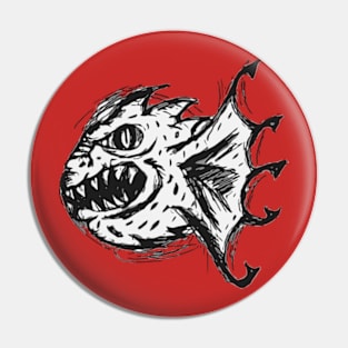 Weird Round Ball Hand Drawn Vector Graphic Dragon Design Pin