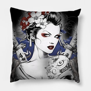 Geishas and Bushido, Eastern Culture Graphic T-shirt 19 Pillow