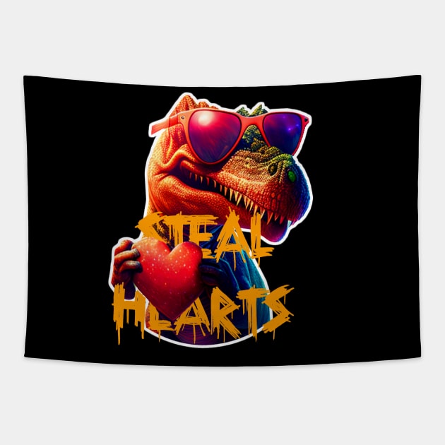 trex steal heart Tapestry by Phantom Troupe