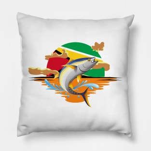 Guyana Sport Fishing Patriotic Outdoor Design Pillow