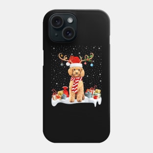 Xmas Lighting Reindeer Santa Hat Toy Poodle Christmas Phone Case