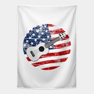 Ukulele USA Flag Ukulelist Musician 4th July Tapestry