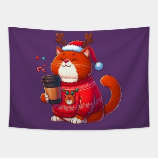 I Love Coffee Christmas And Cats, Cat And Coffee Tapestry