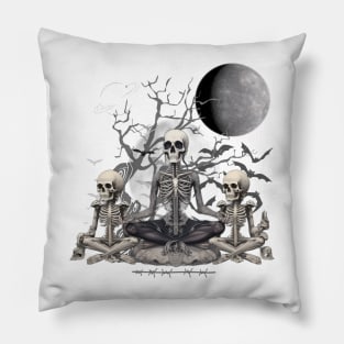 Meditating Skeleton Pillow