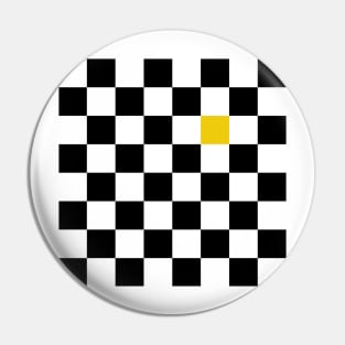 Checkered Black and White with One Yellow Square Pin