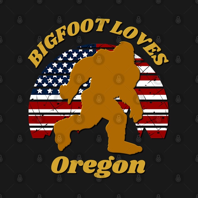 Bigfoot loves America and Oregon too by Scovel Design Shop