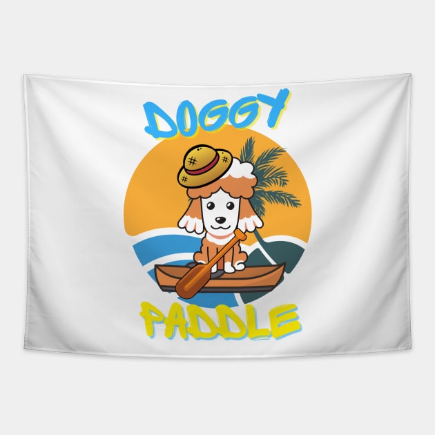 Cute French poodle doing the doggy paddle on a boat Tapestry by Pet Station